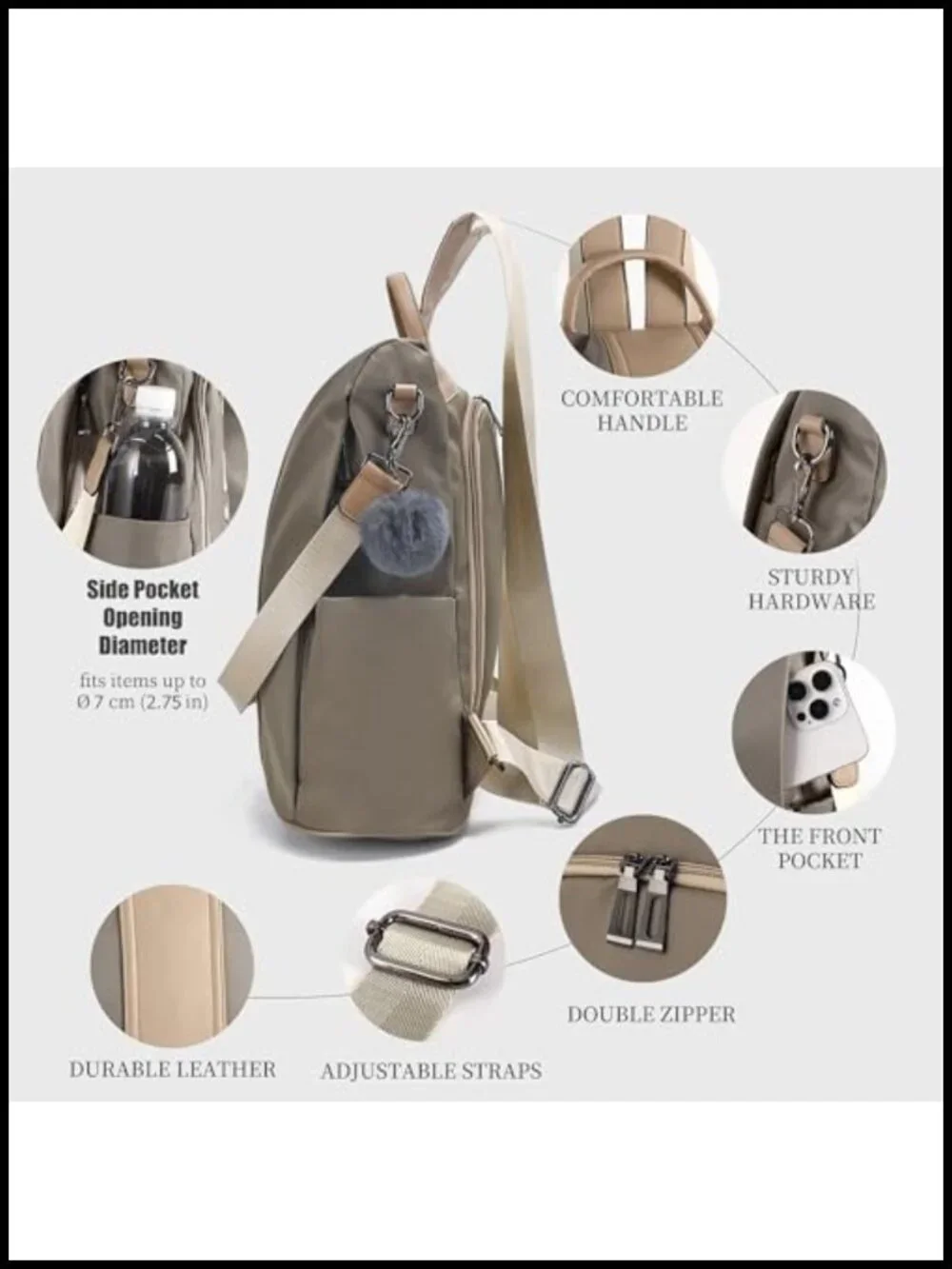 Waterproof Nylon Anti-Theft Backpack Purse Lightweight Rucksack Shoulder Bag